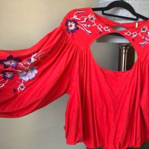 Red free people blouse